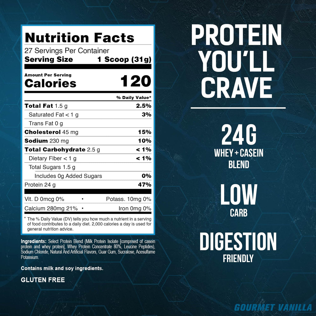 PEScience Select Protein Powder, Whey and Casein Blend, Clean Protein Powder for Women and Men, Low Calorie, Low Carb, Keto Friendly, Gluten Free, Gourmet Vanilla, 27 Servings