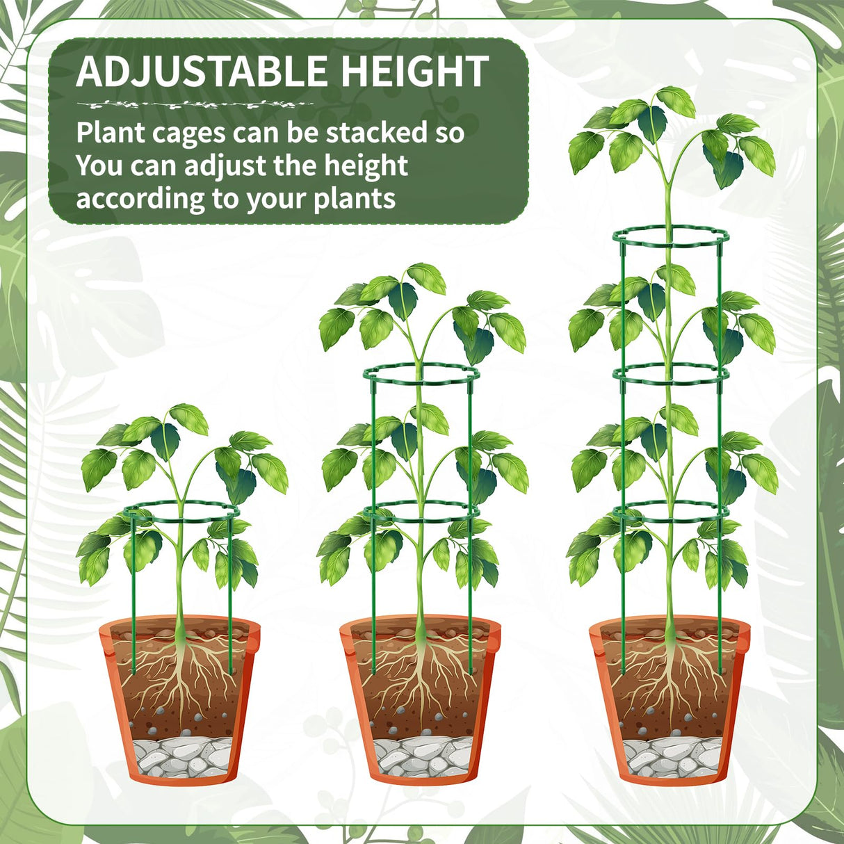 Moiggonoy 36 Pack Plant Support Stakes Sets - Versatile Plant Cages, Stackable Garden Flower Support， Small Plant Stakes for Indoor Plants,Tomato,Monstera, Peony, Hydrangea, Climbing Plants