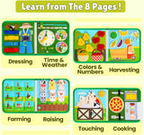 Quanquer Toddler Busy Board Montessori Toys for 1 2 3 4 Year Old - Farm Busy Book Educational Learning Sensory Toy for Boys Girls - Christmas Birthday Gifts for Toddlers Travel Toys for Airplane Car