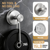 Fenas Large Suction Cup Hooks, Heavy Duty 15lb Holds Towel & Robe, No-Drill Shower Bathroom Hooks for Tile Wall Glass Mirror, Mounts on Smooth Non-Porous Surfaces (2 Pack, Brushed Nickel)