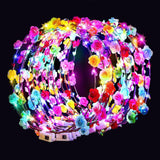 HONLYNE 54 PCS LED Flower Crowns Headbands, Light Up Flower Crowns For Women, Glow in the Dark Headband for Wedding Reception Mardi Gras Cosplay Princess Party Favors Birthday Christmas Halloween