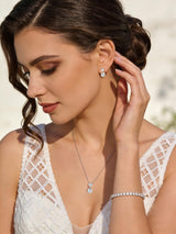 3-Piece Cubic Zirconia Wedding Jewelry Set for Women Bride Bridesmaid Gift