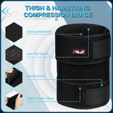 Hiball Adjustable Thigh Brace, Hamstring Compression Wrap, Thigh Compression Sleeve, Quad and Upper Leg Brace for Men & Women