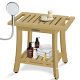 KingPavonini HDPS Shower Benches for Inside Shower to Sit on, Waterproof Shower Stool for Shaving Legs, Heavy Duty 400LBS Shower Seat with Storage Shelf, Shower Chair for Bathroom/Indoor/Outdoor Use