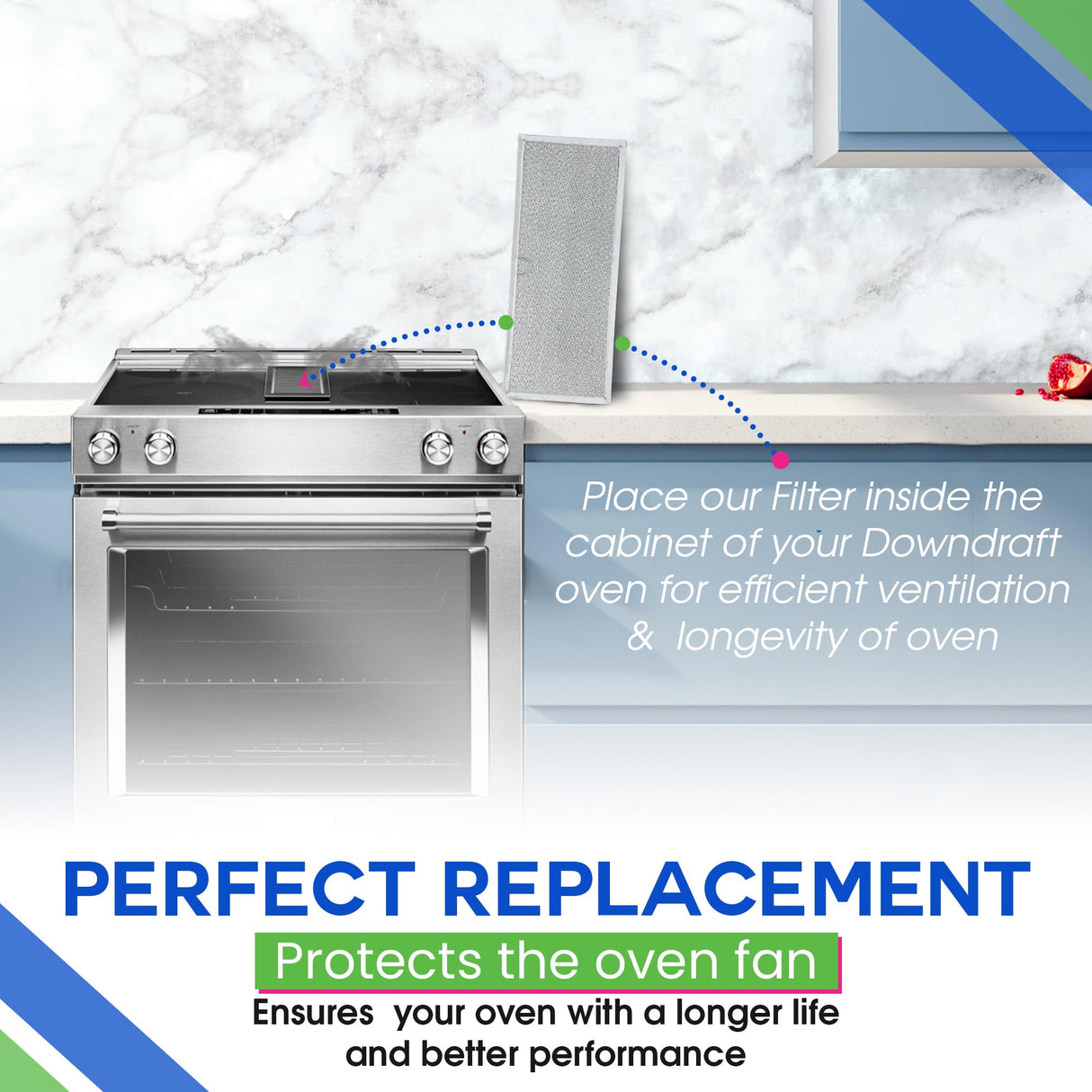 Bagean Downdraft Stovetop Filter Replacement 15.60” x 6.40” - 71002111 Fits Jenn Air Downdraft Grease Filter - Range Oven Filters for Jennair Vent Protects the Stove Fan & Filters the Air (1-Pack)