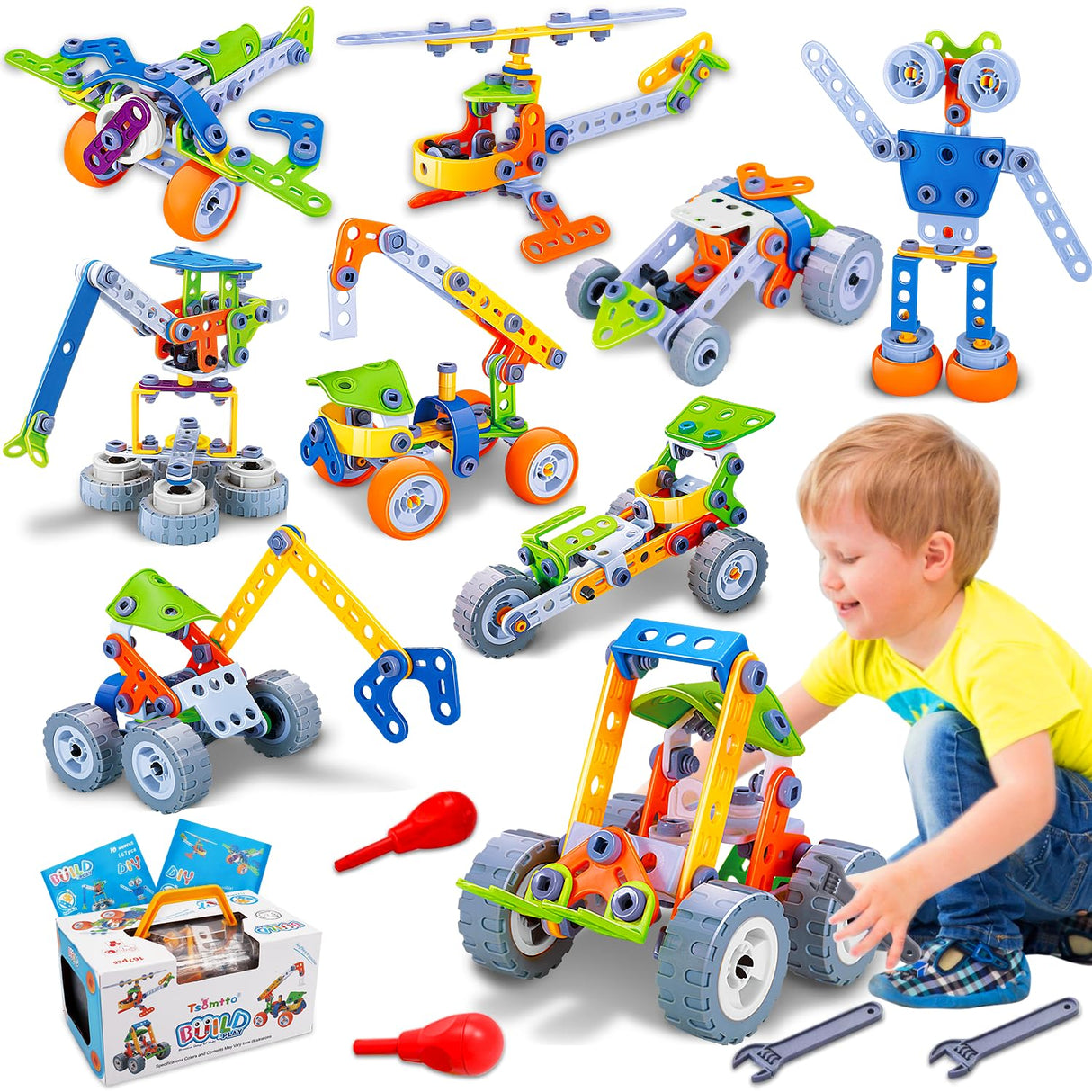 10 in 1 STEM Toys for 4 5 6 7 8+ Year Old Boy Girl Birthday Gifts Building Toys for Kids Ages 4-8 5-7 6-8 Preschool Educational Stem Activities for Boys 3-5 4-6 8-10 Creative Games Christmas Idea Gift