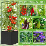 Tomato Cages for Garden, Tomato Planter with Trellis, 48in Tall Square Tomato Trellis with 18 Gallon Grow Bags, Patio & Balcony, Metal Tomato Cage for Tomatoes Cucumbers Peas Climbing Plants, 3 Pack