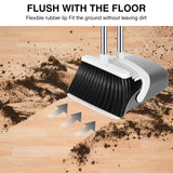 NACENA Broom and Dustpan Set, 52-in Long Adjustable Handle Broom Dustpan Combo with Dustpan Teeth to Automatically Clean Hair Suitable for Home Kitchen Office Hall Floor(Grey&White)