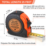 Fathers Day Grandpa Gifts from Grandkids, Birthday Grandpa Grandfather Papa Gifts from Granddaughter Grandson, Granddad Grandparents Day Gift Idea Genuine Leather Engraved 25 FT Tape Measure