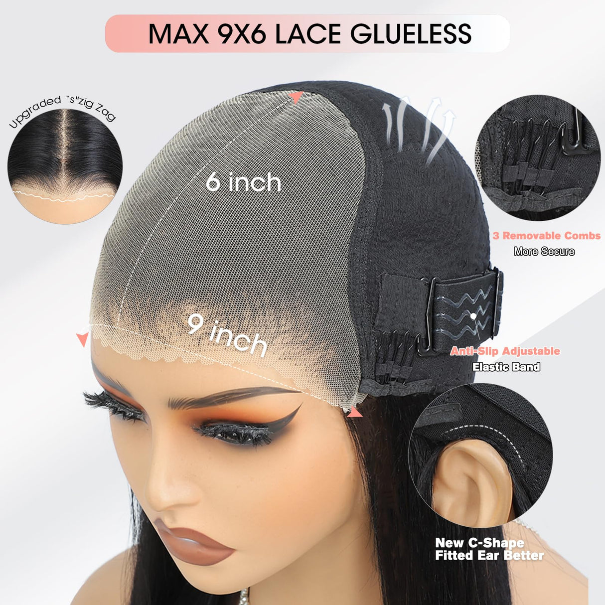 Curtain Bangs Face-Framing 9x6 Glueless Wigs Human Hair Pre Plucked Pre Cut HD Lace 200 Density Loose Body Wave Lace Front Wigs Layered Ready to Wear Wigs Glueless Human Hair for Black Women 18 inch