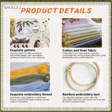 WKALXJ 4 Sets Christmas Embroidery Kits for Adults, Embroidery Kit for Beginners, Cross Stitch Kits for Beginners with Pattern, Needles, Threads, Tools (Holly+Fireplace+Stocking+Nativity Manger)