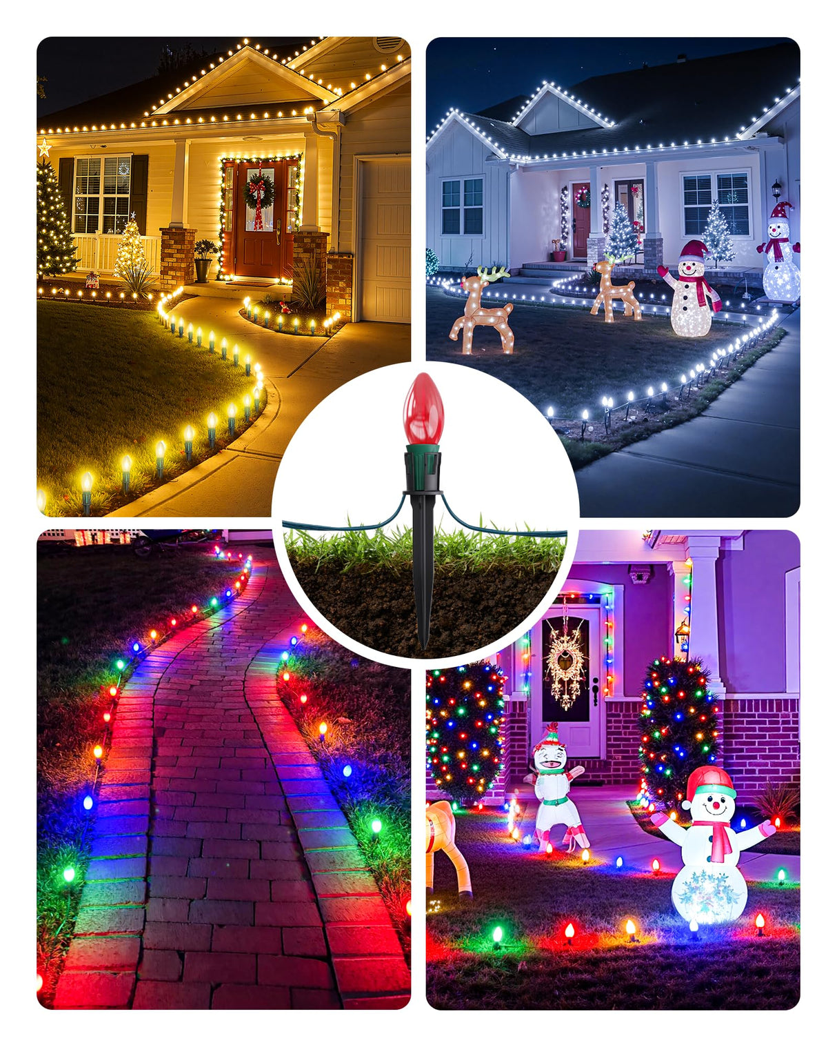 100-Pack Christmas Light Yard Stakes, 5.5 Inch Lighting Stakes for C7 C9 Christmas Lights Outdoor, Universal Yard Stakes for Outdoor Holiday Lights Use on Garden Lawn Patio Pathway Walkway – Black