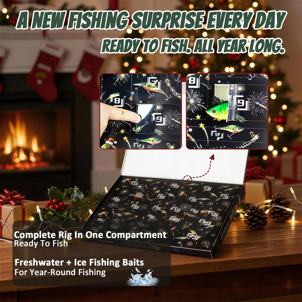 FONMANG Fishing Advent Calendar 2026, 24-Day Fishing Lures & Tackle Gift Box for Men, Teens, Boys and Anglers, Christmas Fishing Gift