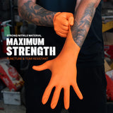GRIPXX Herkules Grip Heavy Duty 8Mil Orange Nitrile Gloves,3D Raised Diamond Texture-Latex & Powder Free-Industrial, Mechanic (1, Large)