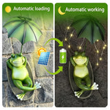ASDFG 6.7" Solar Frog Garden Statue with Light Up Umbrella - IP65 Waterproof Resin Sculpture, Outdoor Figurine for Patio Yard Pond, Unique Gardening Gifts for Women/Mom