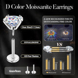 GEMQUEEN Moissanite Earrings Studs Flat Back Hypoallergenic : G23 Titanium Earring for Cartilage Internal Thread 18G Helix Tragus Conch Piercing Jewelry for Women Men D Color VVS1 1CT