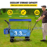 Happbuy Collapsible Wagon with Removable Canopy, 220lbs Heavy Duty Foldable Beach Wagon with Big Wheels