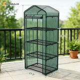NEWBULIG Mini Greenhouse with Durable PE Cover Roll-up Zipper Door 4 Tier, 27"x19"x63" Small Greenhouse for Outdoors Indoor Balcony, Porch, Garden, Patio, Backyard Green Houses, Green