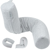 Dot&Dot Twist Memory Foam Travel Pillow, Bendable Neck Pillow for Airplane, Car and Home, 26-Inch Adjustable Roll with Washable Cotton Cover, Gray