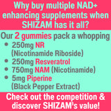 SHIZAM Nicotinamide Riboside NR NAM Resveratrol Gummies, 1000mg NAD+ NAD + Plus Nrf2 Activator Booster w Pure Niacinamide Vitamins B3 Capsules Pills Powder Supplements Alt NDA Regenerator 500mg