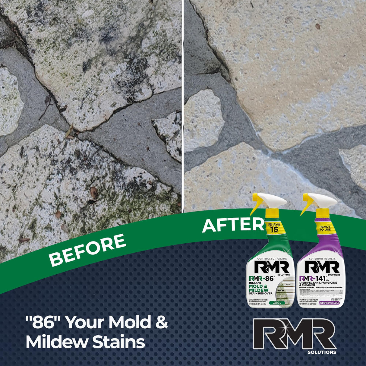 RMR Brands DIY Mold & Stain Remover Bundle, Complete Mold Killer & Mildew Prevention Kit, Disinfectant Spray, Includes 2-32 fluid ounce Bottles