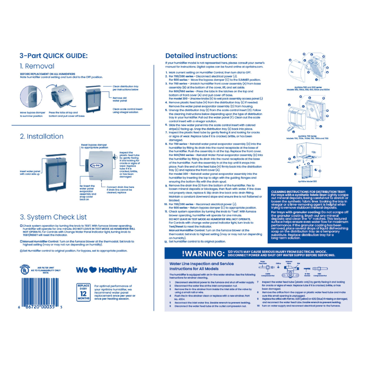 AprilAire 35 Water Panel Humidifier Filter Replacement for AprilAire Whole-House Humidifier Models 300, 350, 360, 560, 560A, 568, 600, 600A, 600M, 700, 700A, 700M, 760, 760A, 768 (Pack of 2)
