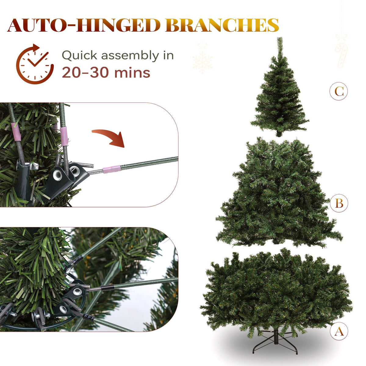 YITAHOME 6ft Pre-Lit Green Artificial Hinged Christmas Tree with Remote
