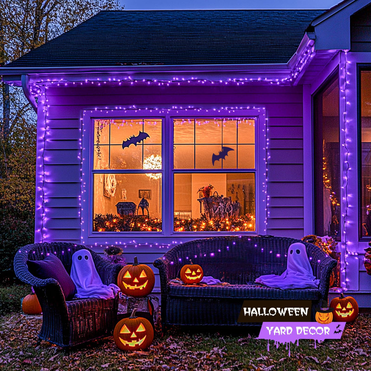 JMEXSUSS 500 LED Purple Halloween Lights, 173ft 8 Modes Halloween String Lights Outdoor Waterproof, Green Wire Purple LED Christmas Tree Light for Indoor Party House Christmas Decorations