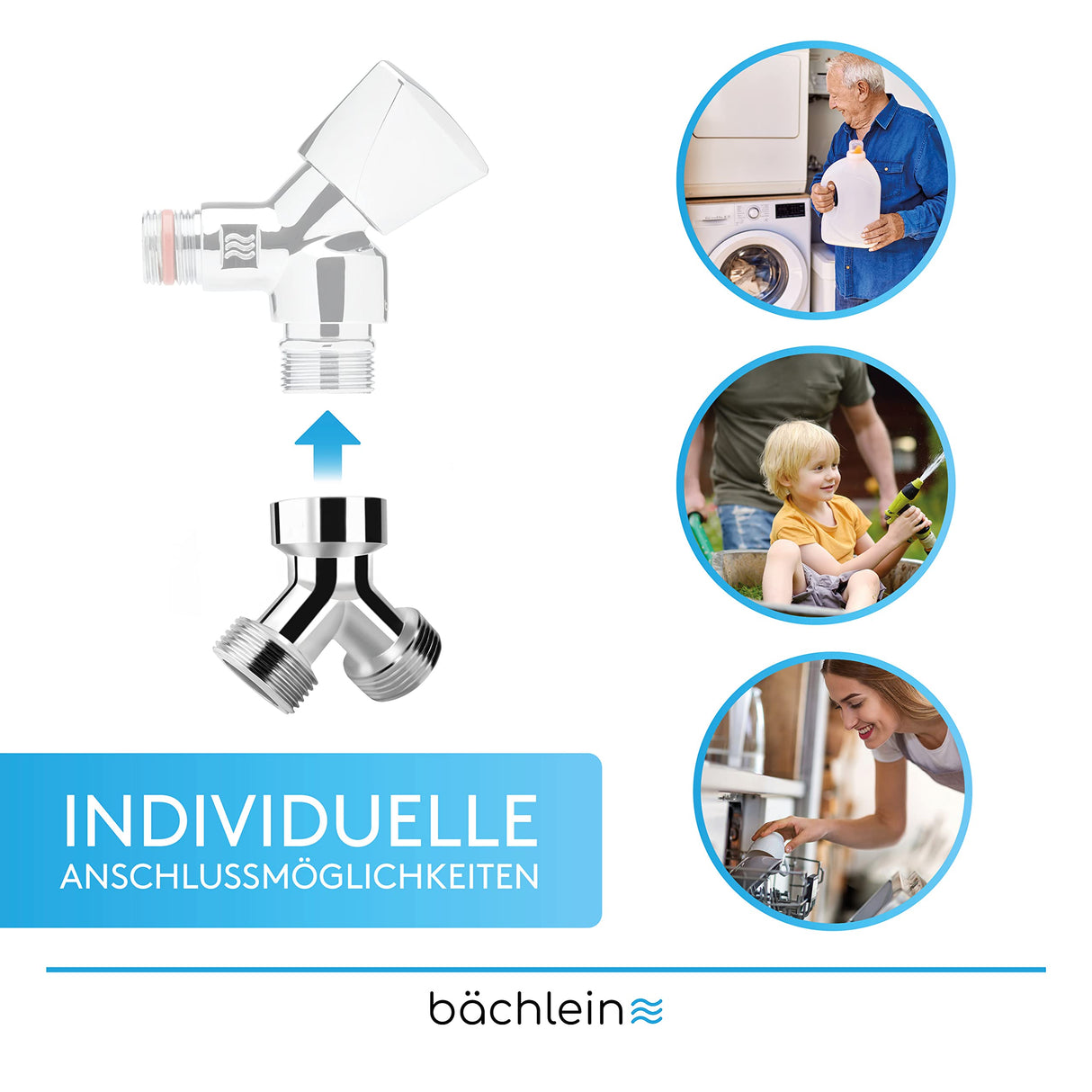 Bächlein garden hose splitter (2 way hose splitter chrome)