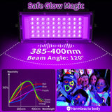 YAYIT 50W Black Lights with Switch+Plug, IP66 Waterproof, LED Blacklight Flood Light for Glow Party, Halloween, Bedroom, Fluorescent Poster, Body Paint, 2 Pack