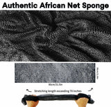 SPMKTBOZAI African Net Sponge Authentic, African Exfoliating Sponge Real African Net Black Owned, African Bath Sponge Back Scrubber, Body Exfoliator Shower Bath Accessories (Black)