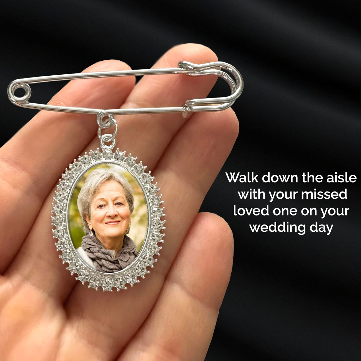 Simple Wedding Bouquet Boutonniere Rhinestone Photo Charm Pin Brooch Gift for Wedding Shower Mother of Bride or Groom