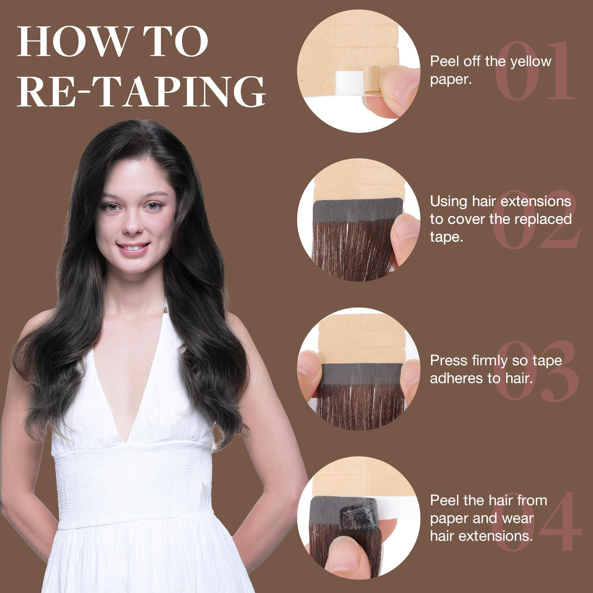 GOO GOO Tape in Hair Extensions Human Hair, 1 Jet black, 20inch 50g 20pcs, Thick Ends Straight Seamless Tape in, Invisible Tape in Hair Extensions Human Hair