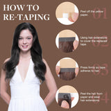 GOO GOO Tape in Hair Extensions Human Hair, 1 Jet black, 20inch 50g 20pcs, Thick Ends Straight Seamless Tape in, Invisible Tape in Hair Extensions Human Hair