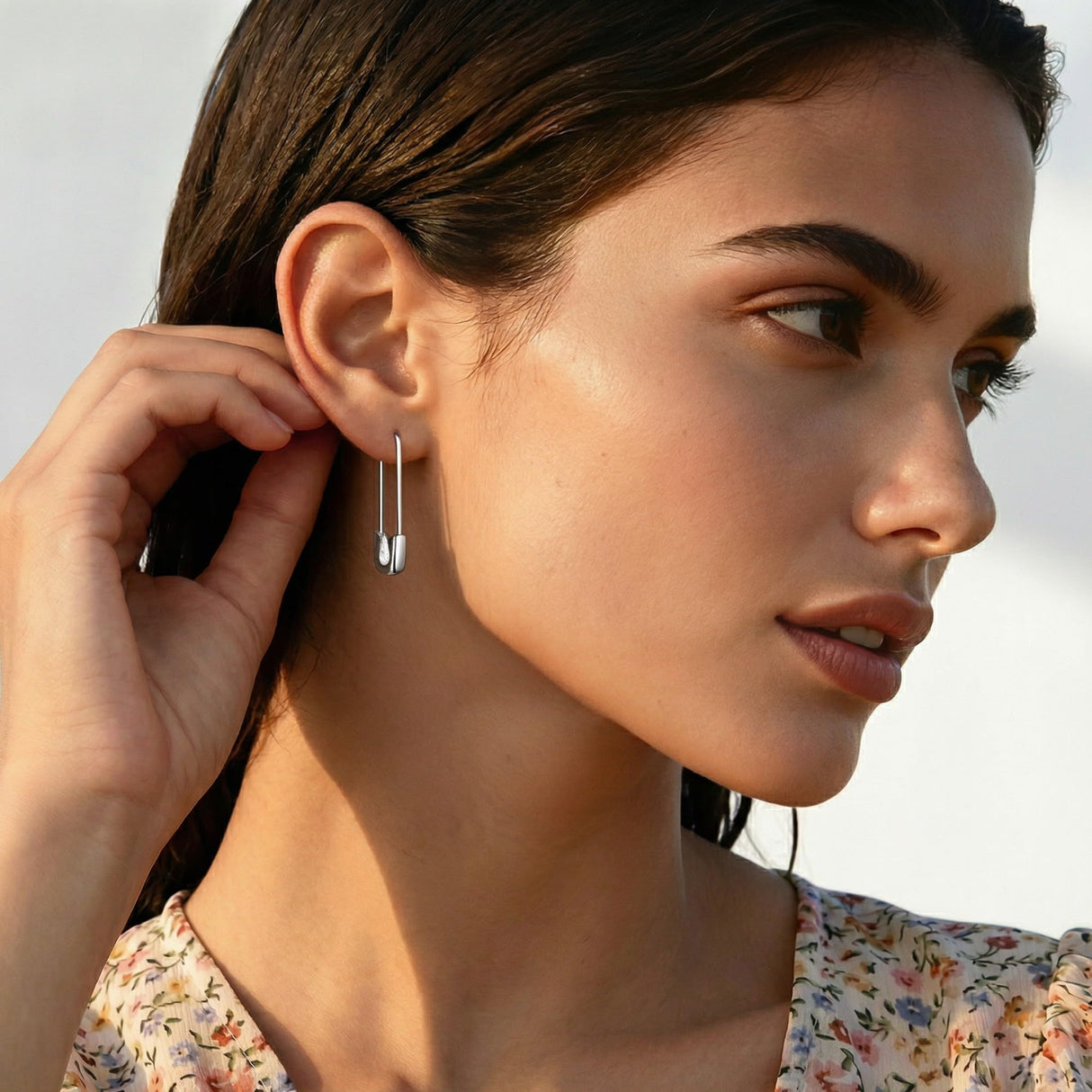 SLUYNZ Solid 925 Sterling Silver Safety Pin Hoop Earrings for Women Teen Girls Minimalist 1.4" Hoop Earrings Dangle (A-Silver)