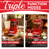 SugarWhisk 29 Oz Hot Chocolate Maker Machine, Electric Milk Frother and Steamer, Hot Cocoa Maker Machine for Hot Chocolate Bar, Detachable Pitcher, 2 Speed Mode, 3.5 Cups, Red