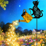 Solar Watering Can Lights, Cat Hanging Lantern Solar Lights Outdoor, Cat Lover Gifts for Mom Women Birthday Mother's Day Christmas, Waterproof Garden Decor Outside Patio Yard Pathway Backyard
