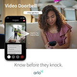 Arlo Video Doorbell 2K (2nd Gen, Latest Release), Wireless or Wired Option, 2-Way Audio, Night Vision, Head to Toe Video View, Package Detection, Person & Vehicle Recognition, 1-Month Secure Plan