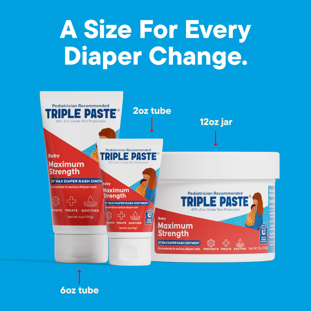 Triple Paste 3X Max Strength Diaper Rash Ointment, 40% Zinc Oxide, 6 oz
