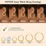 sovesi Chunky 14K Gold Plated and Silver Thick Hoops Earrings Set 30mm