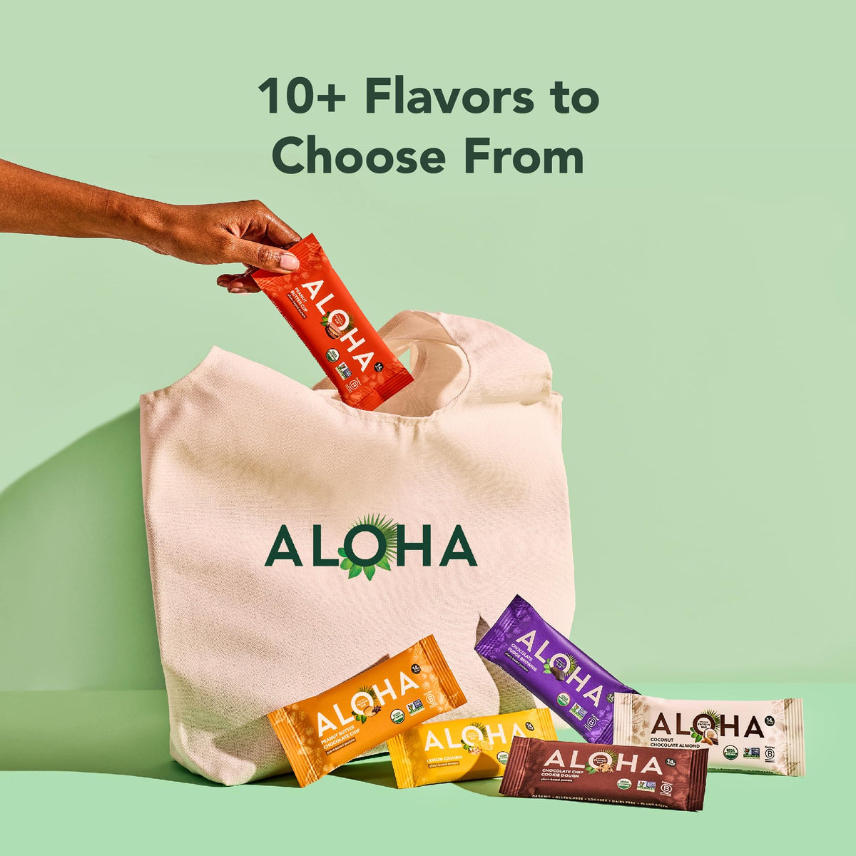 ALOHA Organic Plant Based Protein Bar | Peanut Butter Chocolate Chip, 12 Ct
