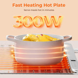 Graphene Warming Mat for Food, Electric Warming Tray with 6 Temp & 6H Timer, 300W Full Surface Heating, Waterproof Foldable Mat for Countertop, Parties, Buffets, Home Use (Light Gray)
