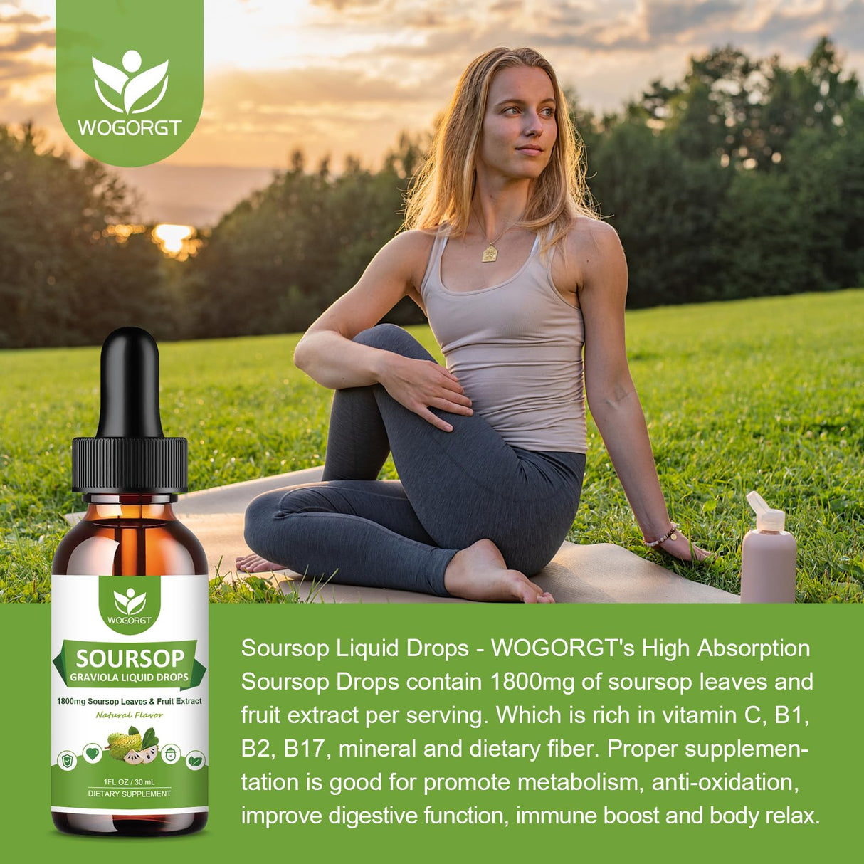 (2 Pack) Soursop Graviola Liquid Drops - 1800mg Soursop Extract - High Absorption Sour sop Bitters Liquid for Cell Support & Regeneration, Immune Support, Antioxidant, Relaxation, Sugar Free - 1 Fl Oz