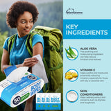 XL Body Wipes for Adults Bathing No Rinse - 50 Ct. + 4 Travel Shower Wipes - 9"x12" Thick Cleansing Bath Wash Sheets for Elderly Incontinence, Men & Women - Camping Essentials Disposable Washcloths