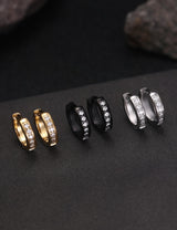 316L Stainless Steel Hoop Earrings for Men Women Hypoallergenic Cubic Zirconia Silver/Black/Gold Hoop Huggie Cartilage Earrings for Women Men Hoops 13mm Outer diameter