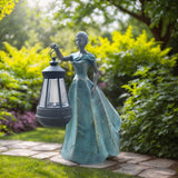 Sheaifun Fairy Garden Statue Solar Garden Decor Resin Fairy Statue with Lights Angel Fairy Decor Outdoor Yard Statues Gardening Gifts for Women 9.5x5.5x11.5 Inch