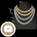 JUNVirtuous 2 Pieces Cuban Link Chain Mens Iced Out Miami Cuban Necklace and Bracelet Silver Bling Diamond Hip Hop Jewelry for Men and Women (Gold, 8" Bracelet and 20" Necklace)