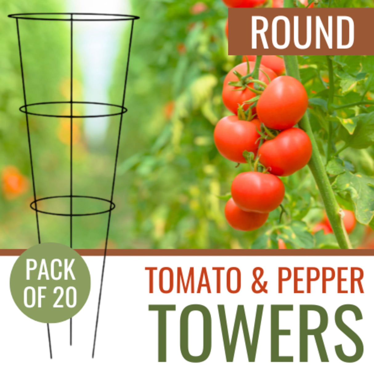 BestNest Panacea 89723 Round Tomato & Pepper Towers, Galvanized, Pack of 20