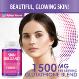 LB LILLYBRIGHT NATURALS Glutathione Capsules - 1,500mcg L-Glutathione Supplement with Vitamin C - Skin Tone Enhancer - Targets Dark Spots & Acne Marks - Potent Antioxidant - 60 Skin Pills