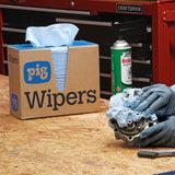 PIG Heavy Duty Shop Towels for Oil and Grime - 1 Dispenser Box of 75 Wipes - Each Wipe is 9.5' x 16' - PM50575
